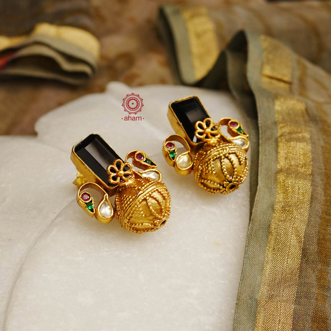 Gold Polish Silver Earrings – aham jewellery