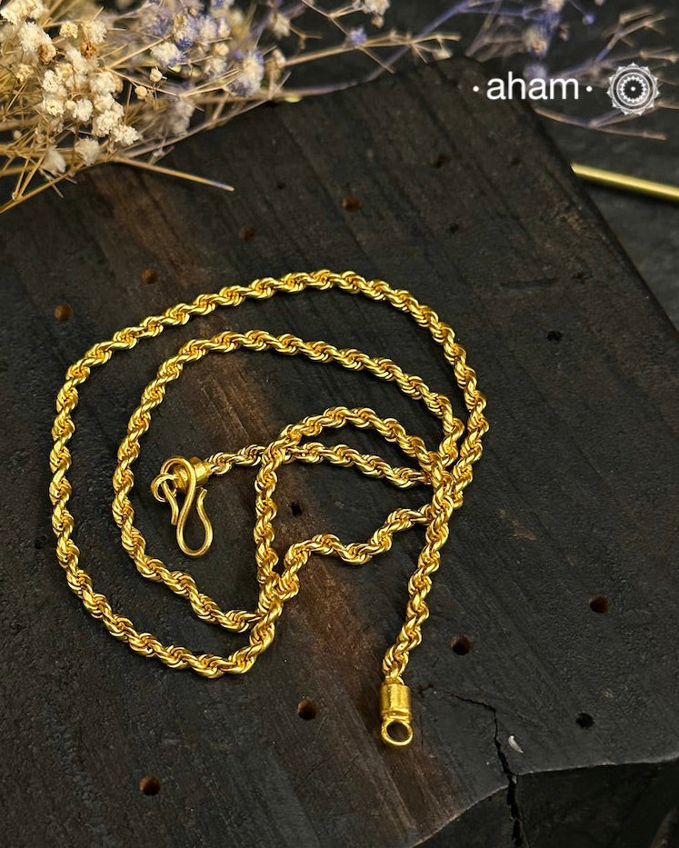 Rope Gold Polish Silver Chain 24 Inches mm