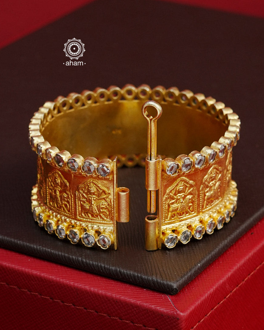 Gold Polish Silver Kada (Size: Openable)