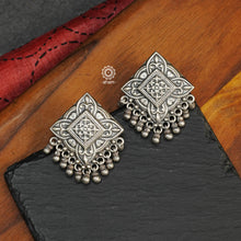 Mewad Square Silver studs handcrafted in 92.5 sterling silver. An ode to the glorious state of Rajasthan. Light weight great as everyday and ethnic wear.&nbsp;