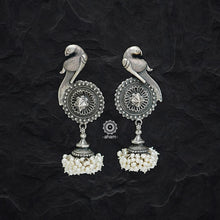 Nrityam Parrot Pearl Silver Jhumkie