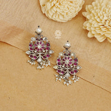 Handcrafted pair of Nrityam earrings in 92.5 sterling silver.