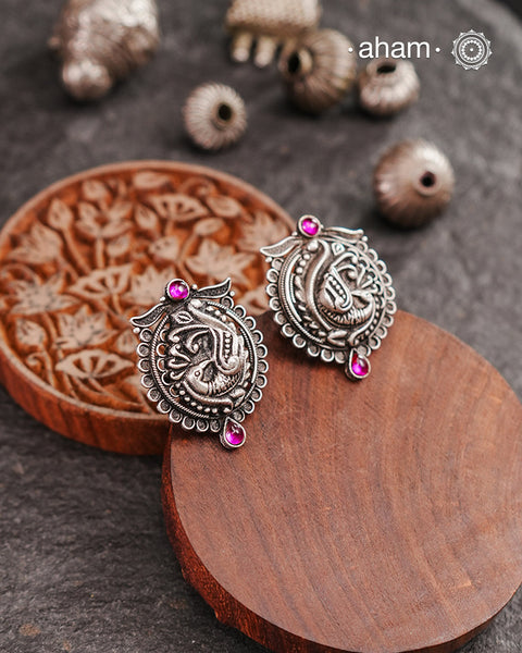 Nrityam Peacock Silver Studs