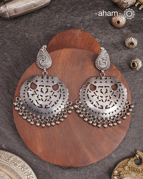 Statement Mewad Cutwork Silver Earrings
