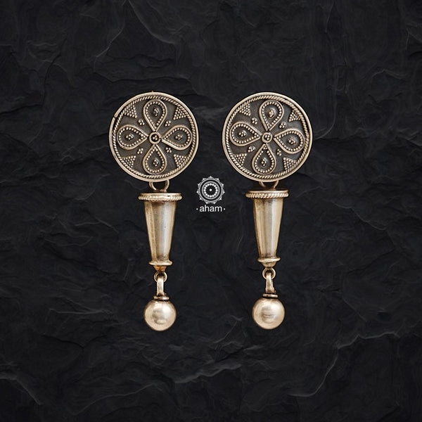 Mewad Rava work earrings handcrafted in silver. An ode to the glorious state of Rajasthan. Statement earrings that look great with both ethnic and western outfits.