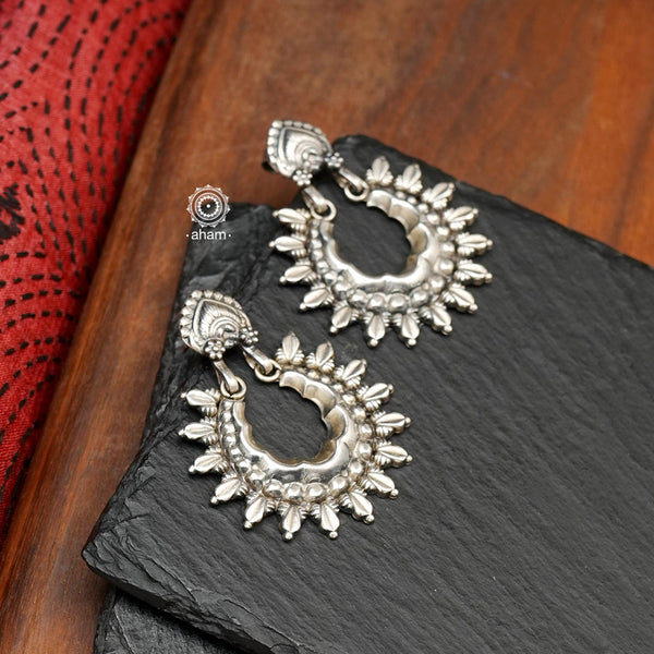 Rustic Silver Chandbali Earrings – Aadhya