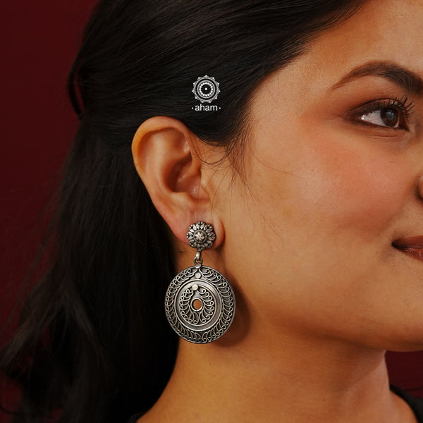 Mewad Silver Earrings with beautiful Tar work.. Handcrafted in 92.5 sterling silver. An ode to the glorious state of Rajasthan. 