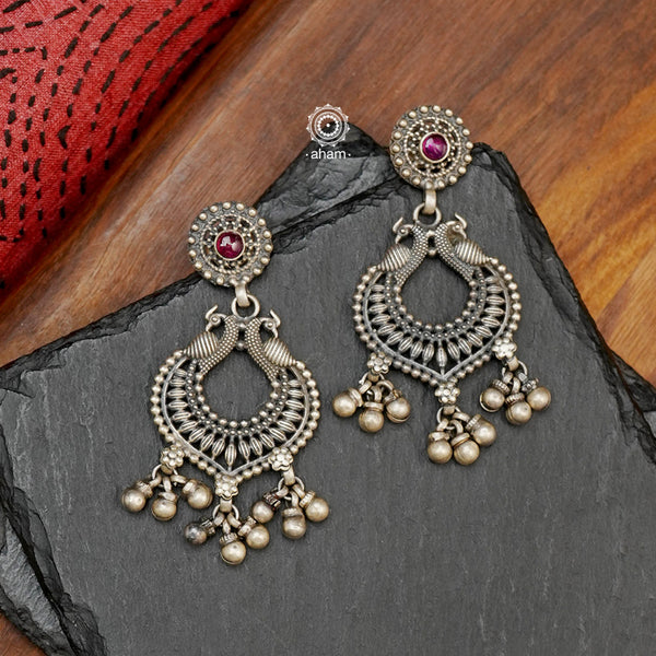 Pearl flower Sterling silver gemstone hoop earrings at ₹4950 | Azilaa