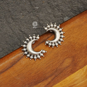 Make a statement with these stylish Mewad Half Moon Silver Earrings. Handcrafted from 92.5 sterling silver, they are light weight and easy to wear all day long. Perfect for office and workwear. 