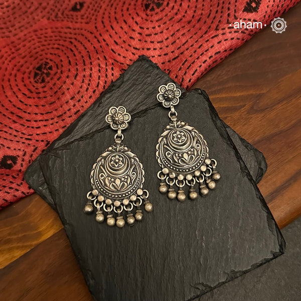 Mewad silver earrings handcrafted in 92.5 sterling silver. Perfect, light weight, work wear earrings handcrafted in Jaipur, Rajasthan