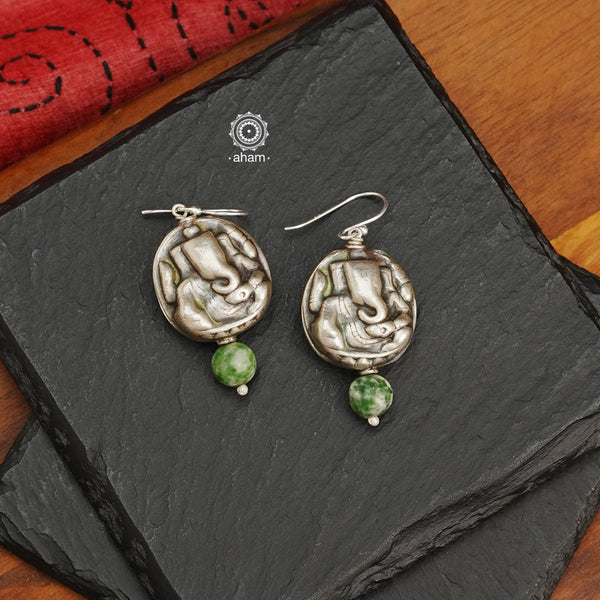 The cutest Ganapati earrings crafted in silver. Light weight, great as everyday and ethnic wear.