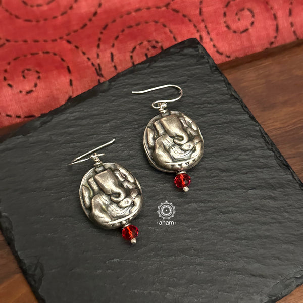 The cutest Ganapati earrings crafted in silver. Light weight, great as everyday and ethnic wear