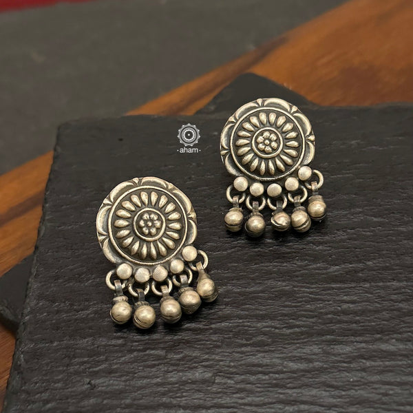 Mewad silver earrings handcrafted in 92.5 sterling silver. Perfect light weight work wear earrings handcrafted in Jaipur, Rajasthan