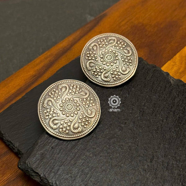 Mewad Parrot Studs handcrafted in 92.5 sterling silver. An ode to the glorious state of Rajasthan. Light weight great as everyday and ethnic wear. 