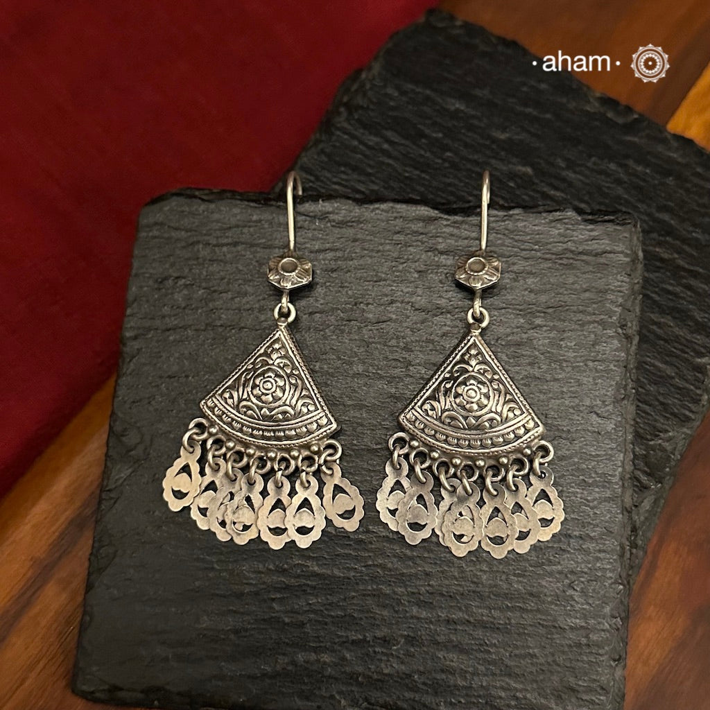 Mewad Earrings handcrafted in 92.5 sterling silver. An ode to the glorious state of Rajasthan. Light weight great as everyday and ethnic wear.