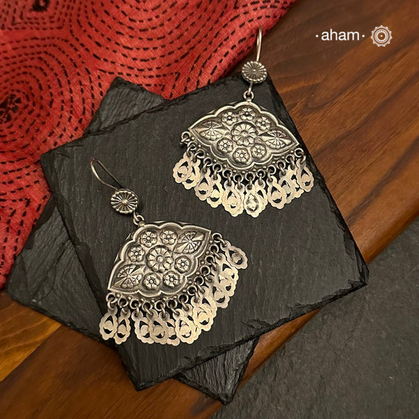 Mewad earrings handcrafted in 92.5 sterling silver. An ode to the glorious state of Rajasthan. Light weight, great as everyday and ethnic wear.