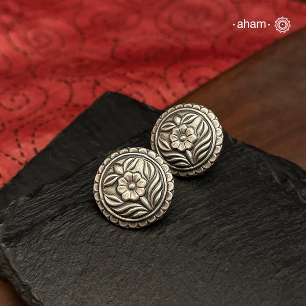 MewadFlower Earrings handcrafted in 92.5 sterling silver. An ode to the glorious state of Rajasthan. Light weight great as everyday and ethnic wear. 