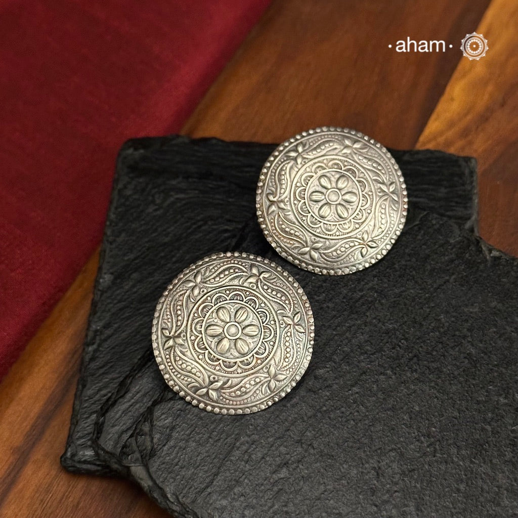 Mewad Earrings handcrafted in 92.5 sterling silver. An ode to the glorious state of Rajasthan. Light weight great as everyday and ethnic wear.