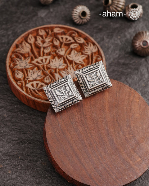 Mewad Studs handcrafted in 92.5 sterling silver. An ode to the glorious state of Rajasthan. Light weight great as everyday and ethnic wear.