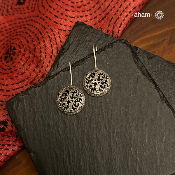 Mewad Earrings handcrafted in 92.5 sterling silver with cutwork. Light weight great as everyday and ethnic wear.