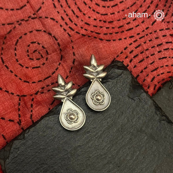 Mewad Leaf Earrings handcrafted in 92.5 sterling silver. An ode to the glorious state of Rajasthan. Light weight great as everyday and ethnic wear