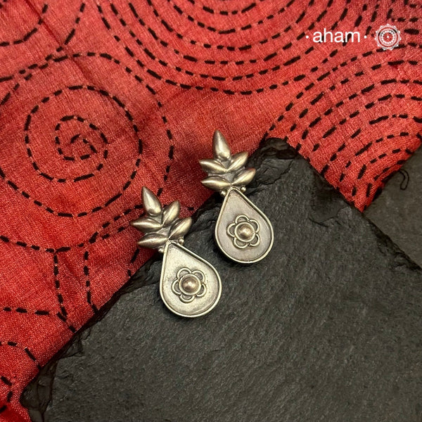 Mewad Leaf Earrings handcrafted in 92.5 sterling silver. An ode to the glorious state of Rajasthan. Light weight great as everyday and ethnic wear