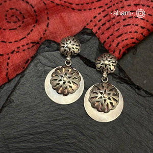 Mewad Earrrings handcrafted in 92.5 sterling silver with beautiful cut work.&nbsp;An ode to the glorious state of Rajasthan. Lightweight earrings that look great with your ethnic outfits.