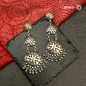 Mewad cutwork earrings handcrafted in silver. An ode to the glorious state of&nbsp; Rajasthan. Light weight, great as everyday and ethnic wear.