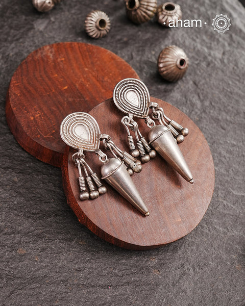 Mewad silver earrings handcrafted in 92.5 sterling silver. Perfect, light weight, work wear earrings handcrafted in Jaipur, Rajasthan