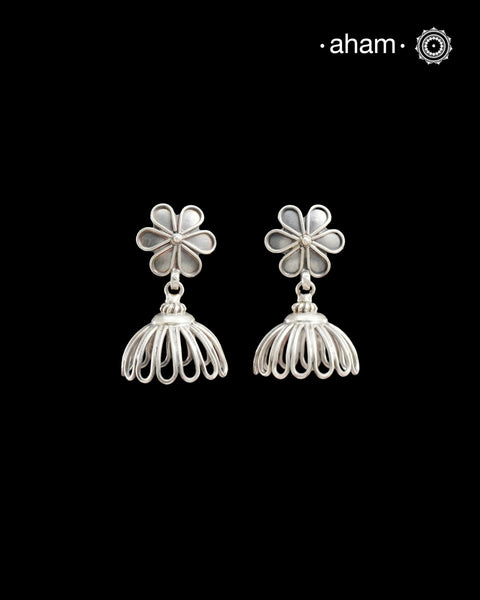 Mewad Jhumkie handcrafted in 92.5 sterling silver. An ode to the glorious state of Rajasthan. Light weight great as everyday and ethnic wear.&nbsp;