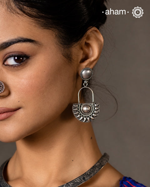 Mewad silver earring handcrafted in 92.5 sterling silver. An ode to the glorious state of Rajasthan. Light weight great as everyday and ethnic wear.