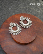Mewad Flower Chandbali Silver Earrings