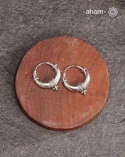 Mewad bali earrings handcrafted in 92.5 sterling silver. Light weight classic hoops that look great with both ethnic and work wear.
