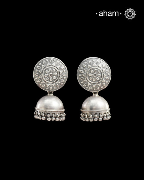 Mewad Jhumkie handcrafted in 92.5 sterling silver. An ode to the glorious state of Rajasthan. Light weight great as everyday and ethnic wear.