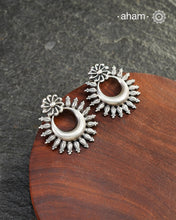 Mewad Flower Chandbali Silver Earrings