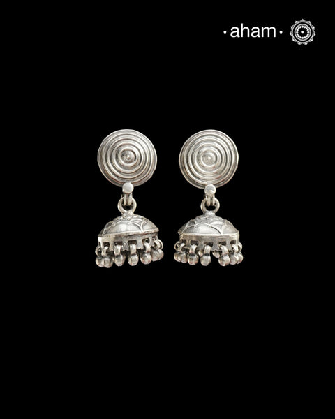 Mewad Mini Silver Jhumkie crafted in 92.5 silver. An ode to the glorious state of Rajasthan. Light weight, great as everyday and ethnic wear.