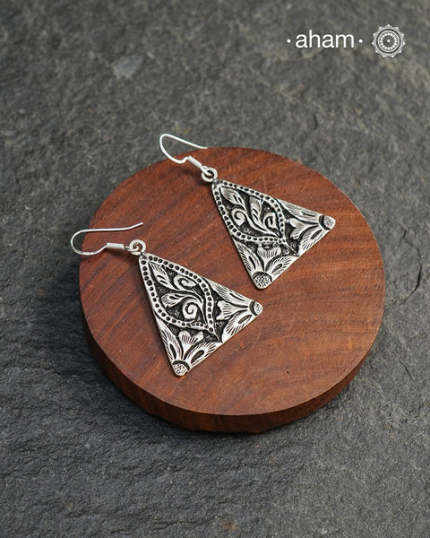Mewad Earrings handcrafted in 92.5 sterling silver with chitai work. An ode to the glorious state of Rajasthan. Light weight, great as everyday and ethnic wear.