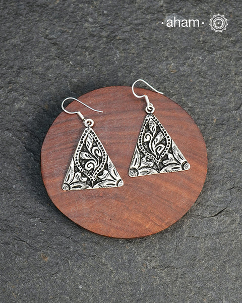 Mewad Earrings handcrafted in 92.5 sterling silver with chitai work. An ode to the glorious state of Rajasthan. Light weight, great as everyday and ethnic wear.