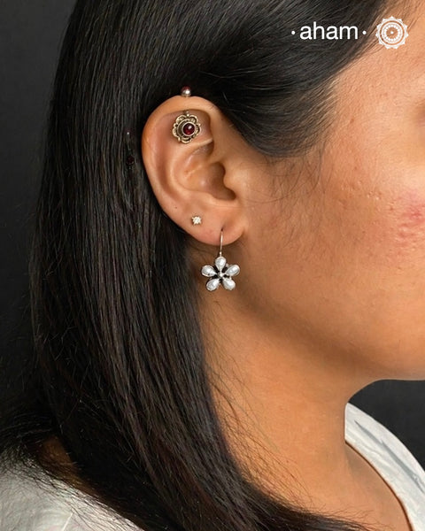Everyday wear handcrafted 92.5 silver earrings with pearls.