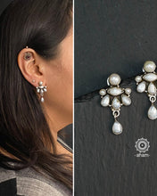 Everyday wear handcrafted 92.5 silver earrings with pearls.