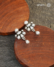 Everyday wear handcrafted 92.5 silver earrings with pearls.