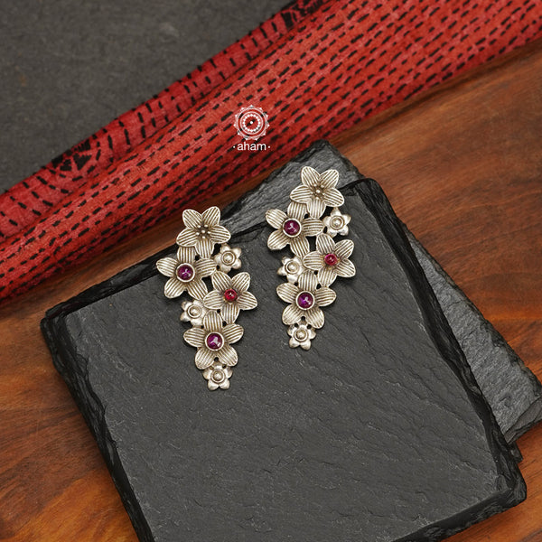 Summer Love Flower Silver Earrings crafted in 92.5 silver. Perfect to wear with the black dress of yours. 