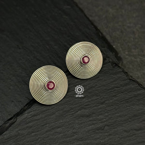 Beautiful 92.5 silver studs with a Marron center stone highlight.&nbsp; Aham's Summer Love collection is&nbsp;light-weight, colourful and fun to wear.