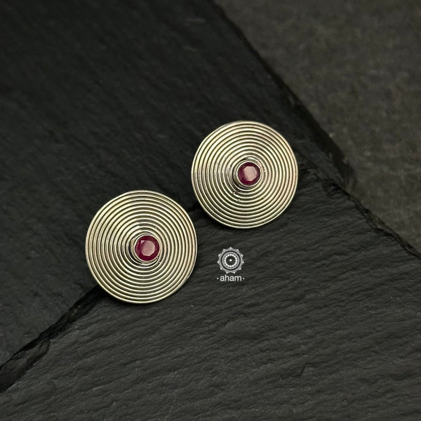 Beautiful 92.5 silver studs with a Marron center stone highlight.  Aham's Summer Love collection is light-weight, colourful and fun to wear.