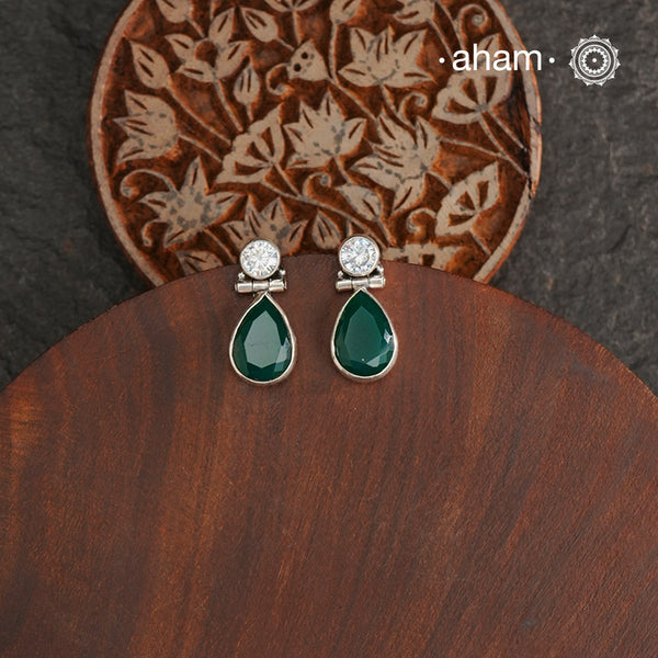 Summer Love Zircon & Green Silver Earrings