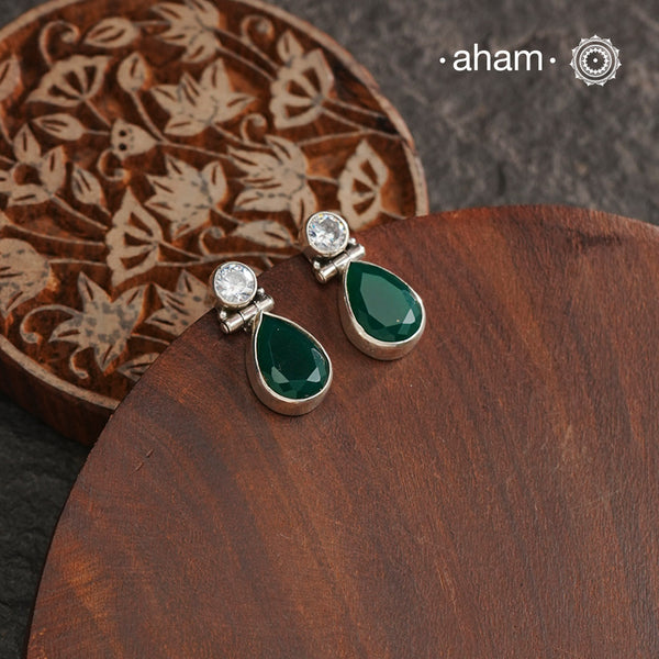 Summer Love Zircon & Green Silver Earrings