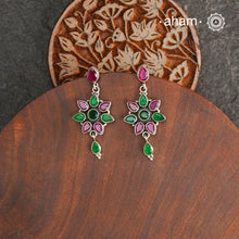 92.5 Sterling Silver Earrings with Maroon & Green stones. Light weight and easy to wear all day long. The colours are something you can wear with most Indian Outfits.&nbsp;