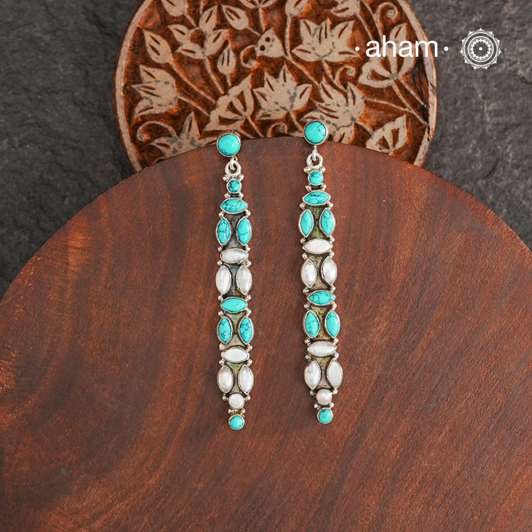 Summer Love Turquoise & Pearl Silver Earrings