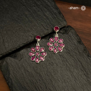 92.5 Sterling Silver Earring with Maroon Stones.
Light weight and easy to wear all day long.