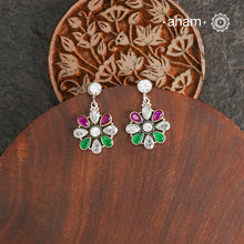 92.5 Sterling Silver Earring with Green, Zircon Maroon Stones.
Light weight and easy to wear all day long.